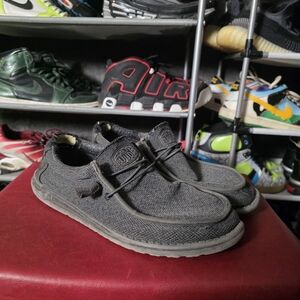 🔥 Worn! Hey Dude Black Wally Sox Slip On Shoes Size 13